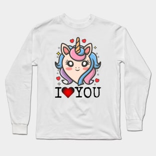 Valentines Day Unicorn Long Sleeve T-Shirt